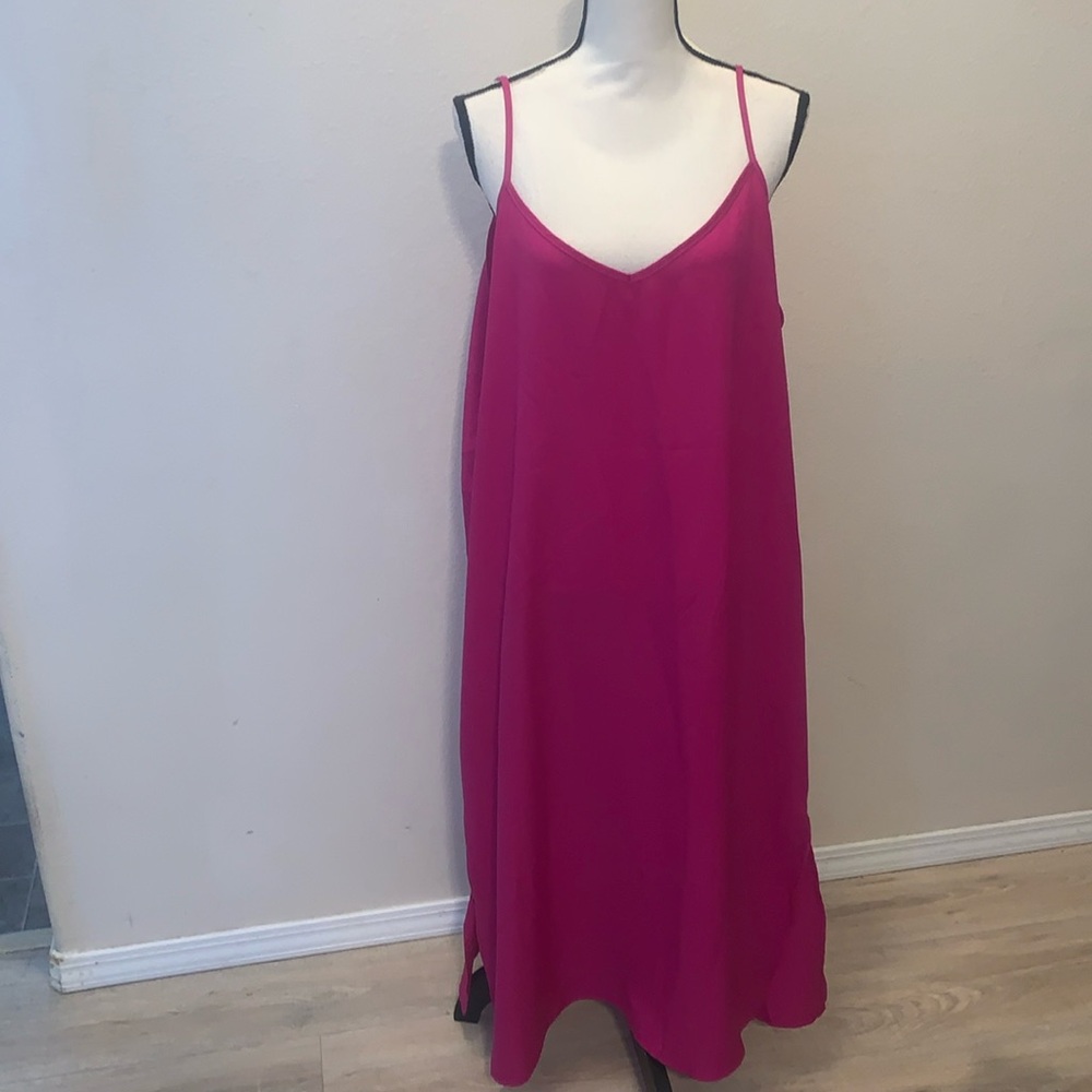 SHEIN Curve Pink V-neck v-back maxi dress